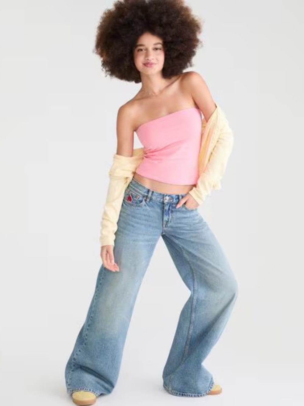 Super Low-Rise Ultra Wide Leg Poppy Jean medium wash - Picture 3 of 7